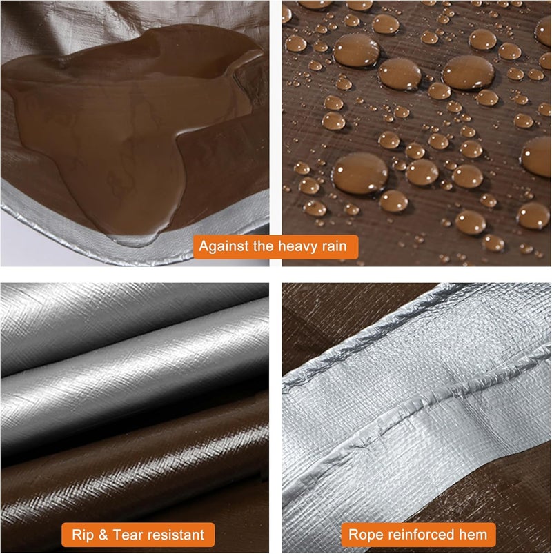 VHESS Tarps Heavy Duty Waterproof 10’ X 12’, 10 Mil Multipurpose Poly Tarp Cover, tarp Waterproof UV Resistant Tear&Fade Resistant, Outdoor Tarpaulin for Roof, Camping, Patio, Pool, Boat, Car - Image 2